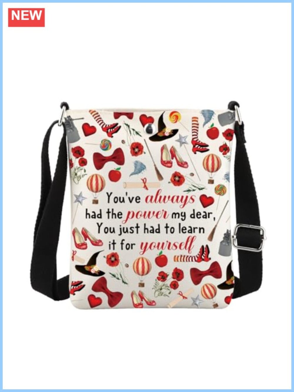 Canvas Crossbody Bag Mini Sling Purse Movie Quote Adjustable Strap